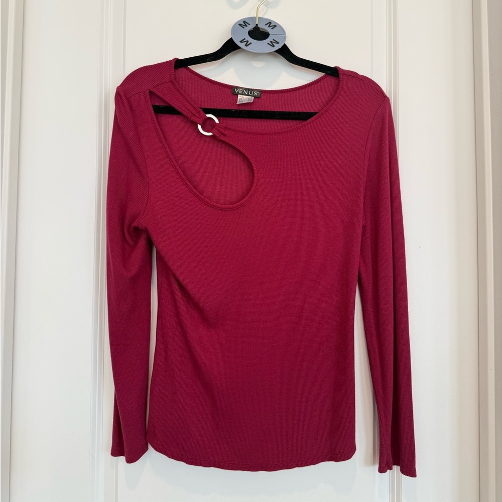 VENUS Women's Burgundy Long Sleeve Top